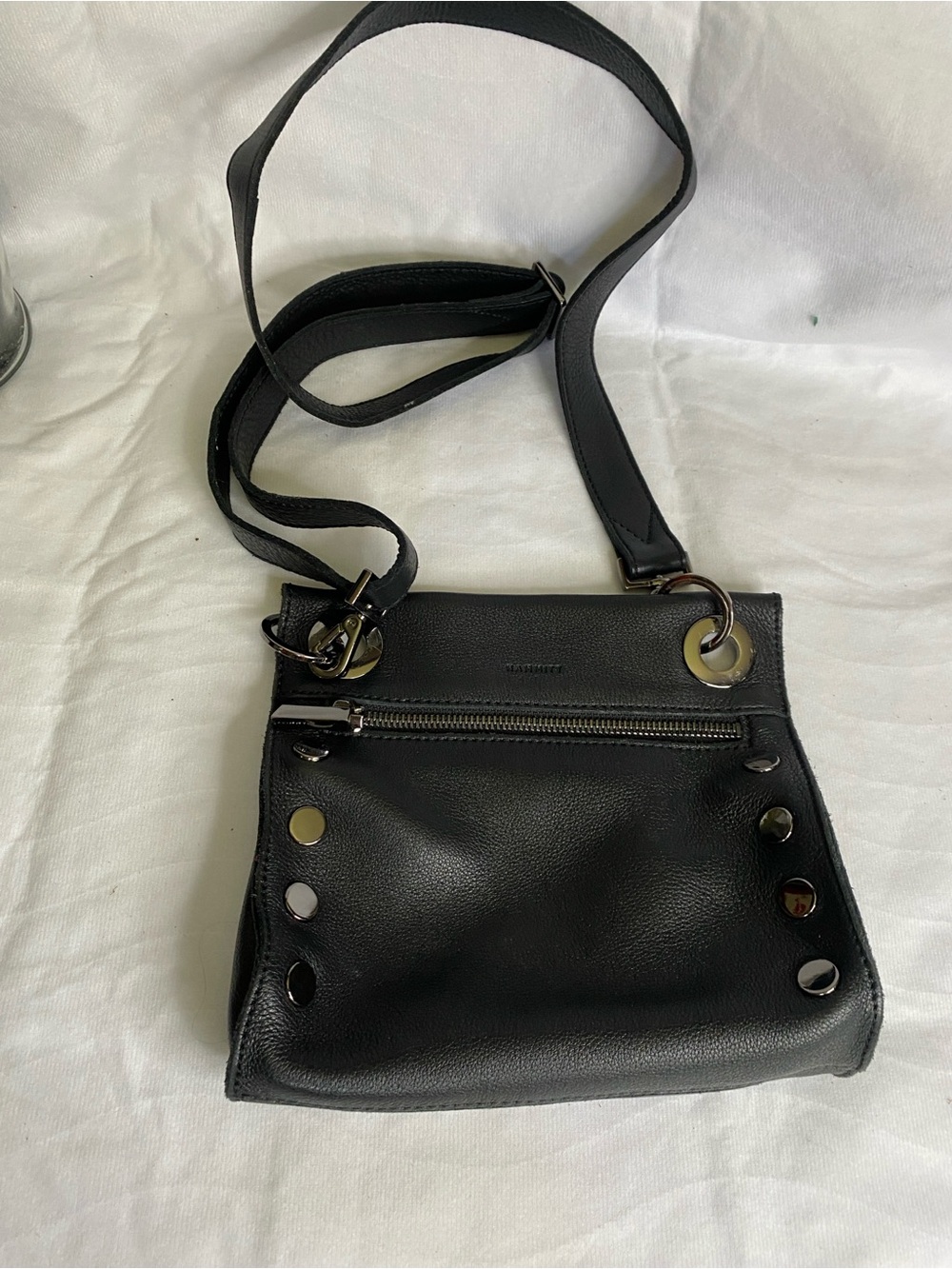 Hammitt Black Leather Crossbody with Metallic Eyelets